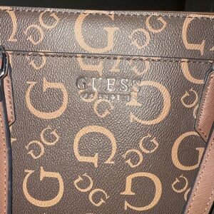 Guess Tan and Brown Logo Tote